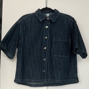 Denim striped boxy shirt